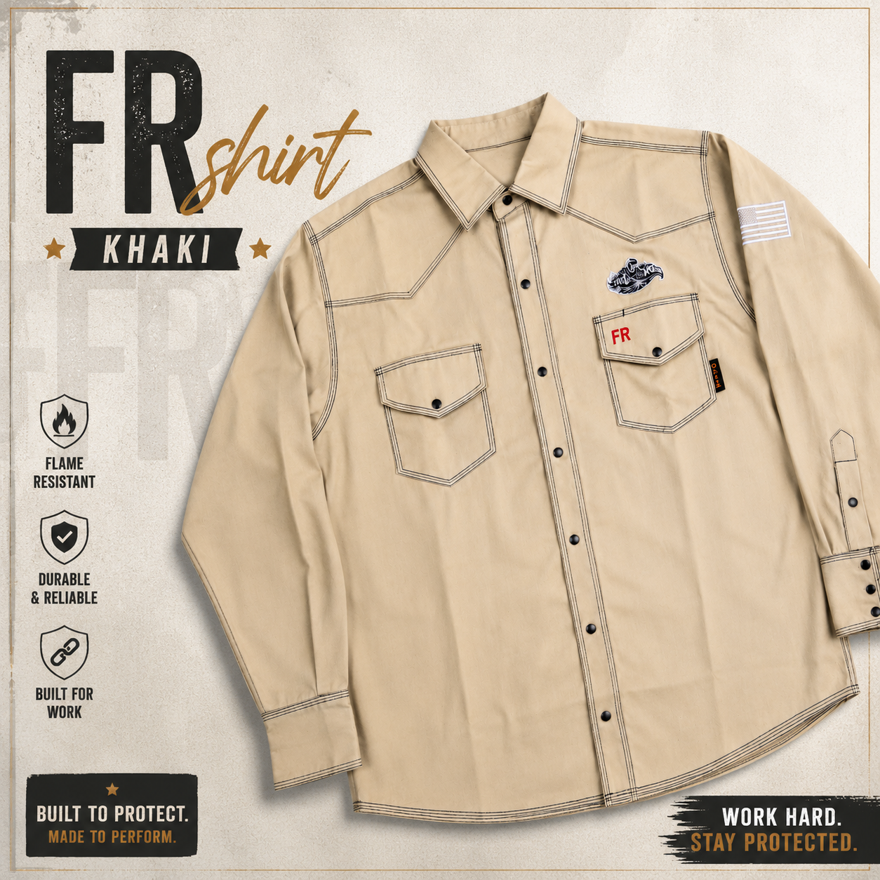 Hot Welds Premium FR Work Shirt – Khaki