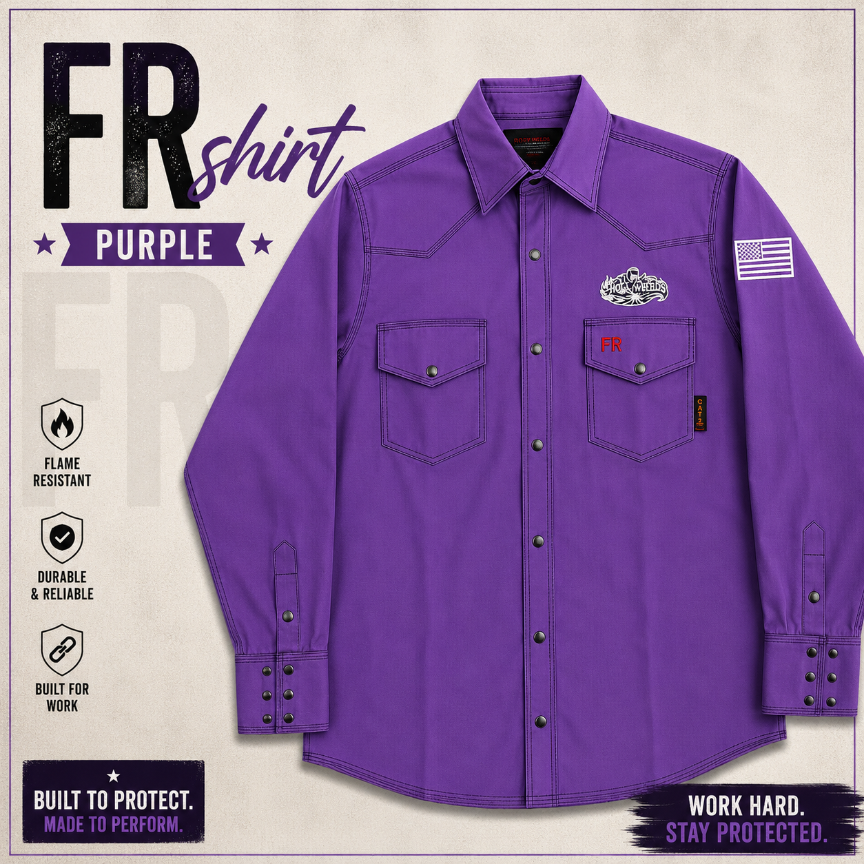 Hot Welds Premium FR Work Shirt – Purple