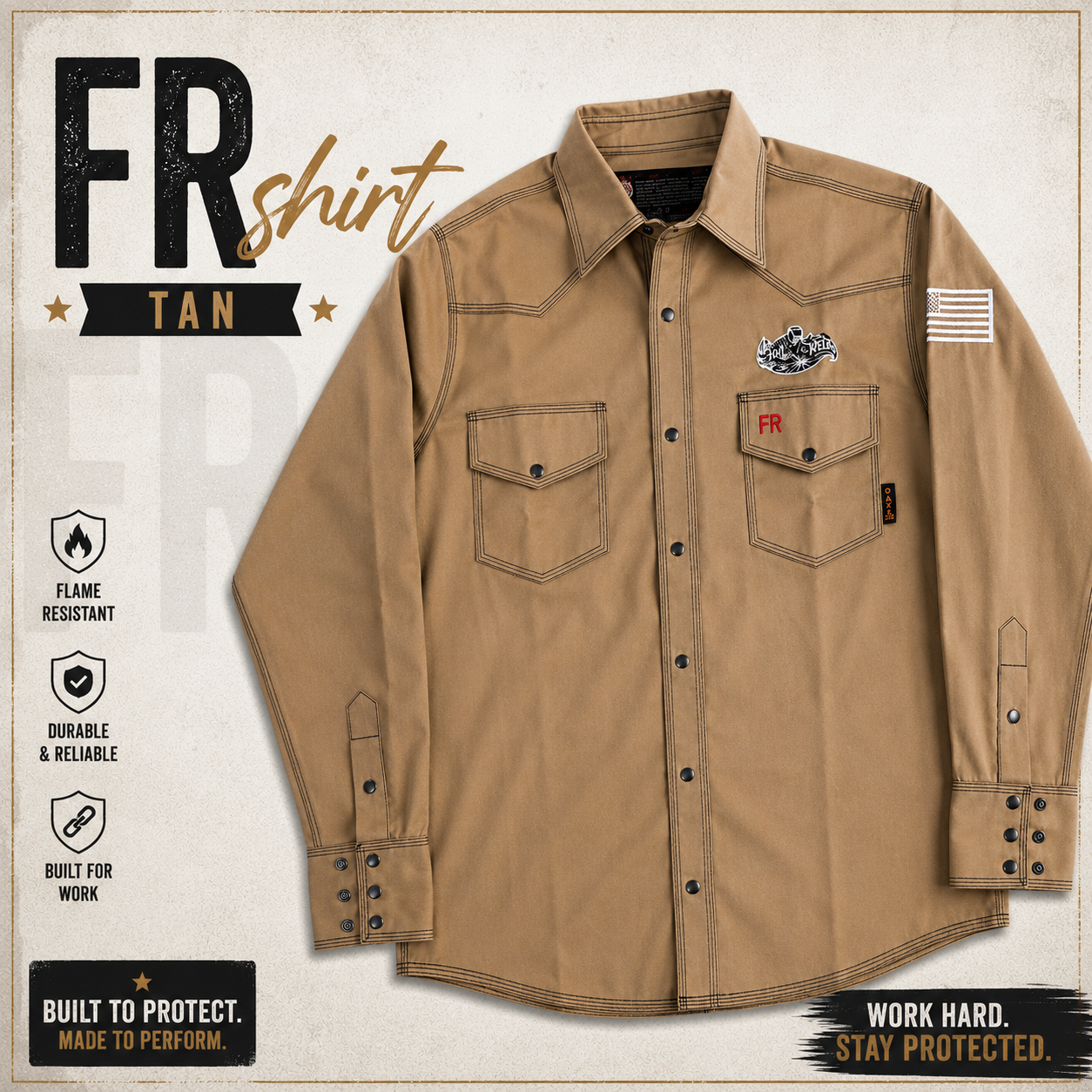 Hot Welds Premium FR Work Shirt – Tan (Beige)