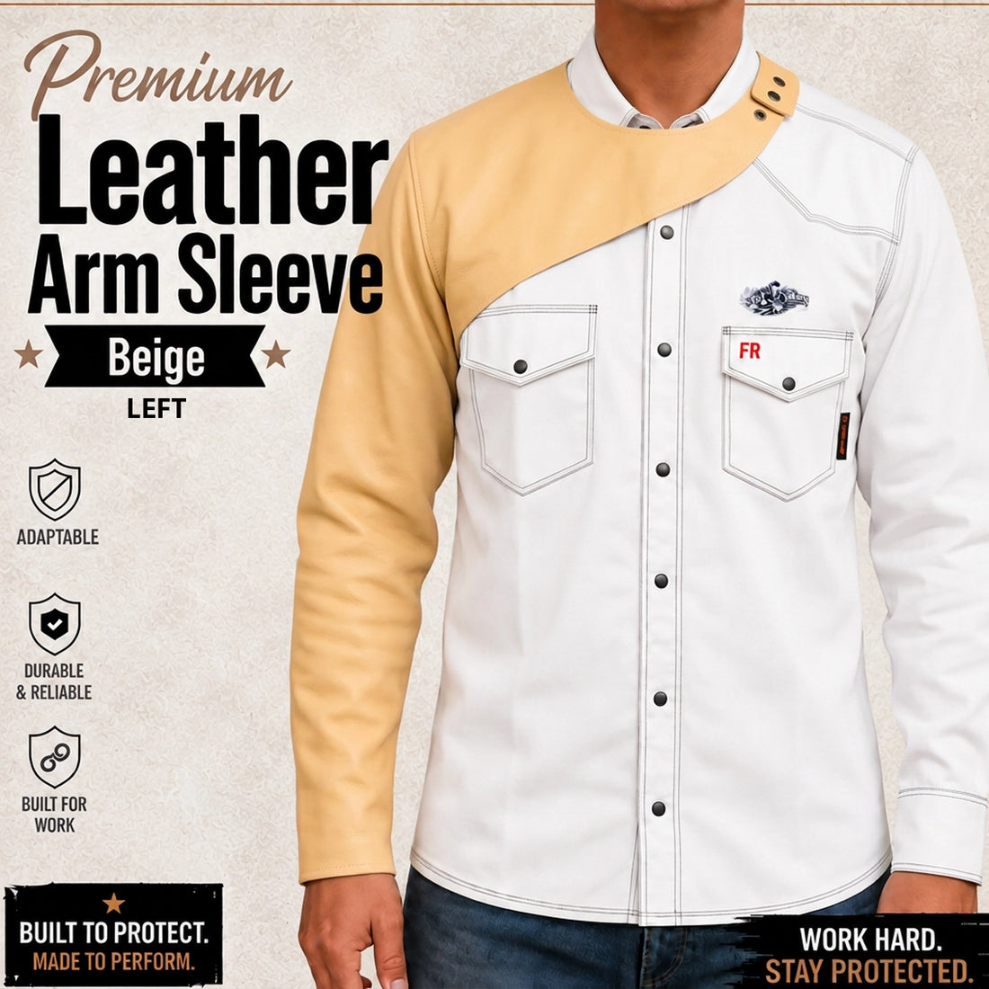 Hot Welds Premium Leather Arm Sleeve in Beige