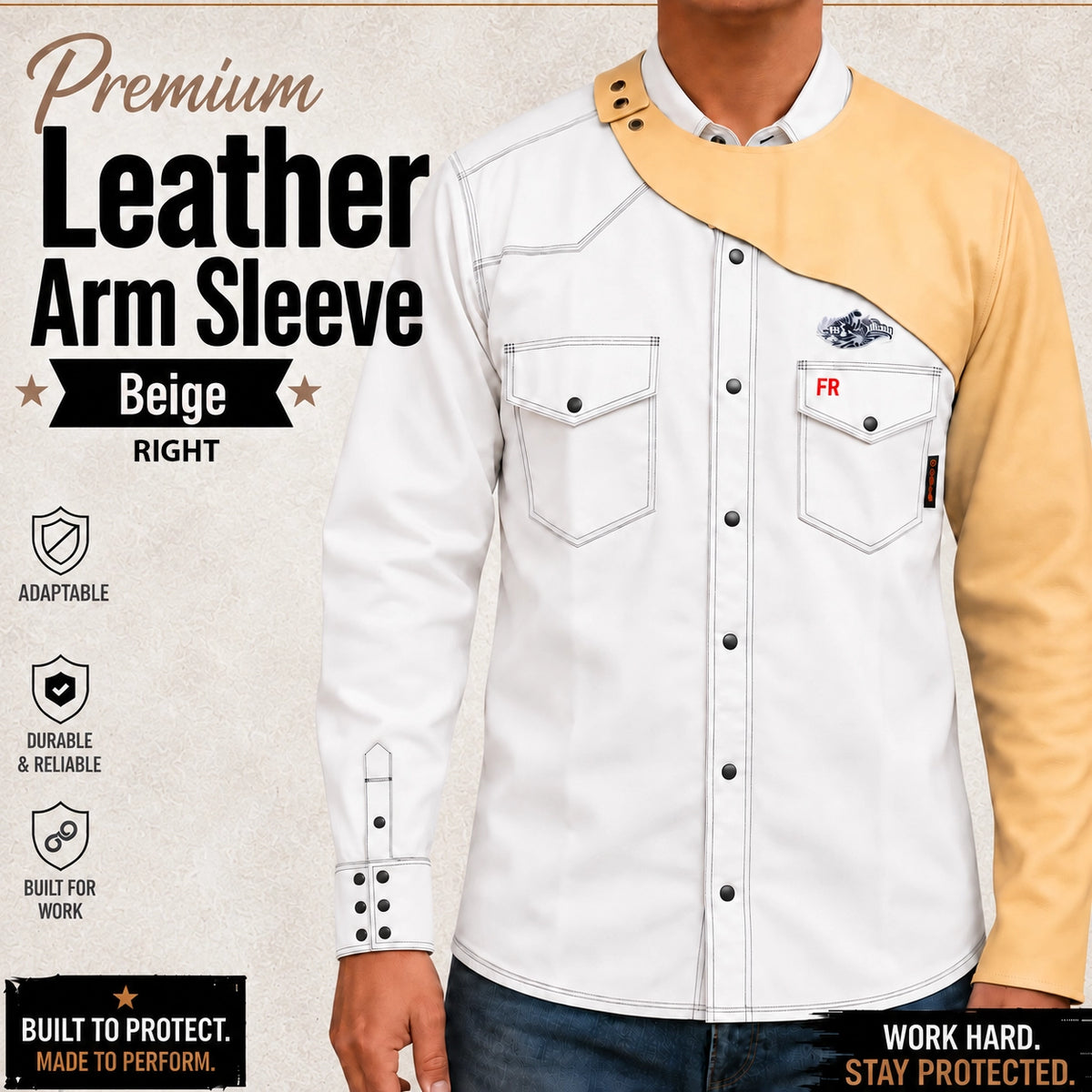 Hot Welds Premium Leather Arm Sleeve in Beige