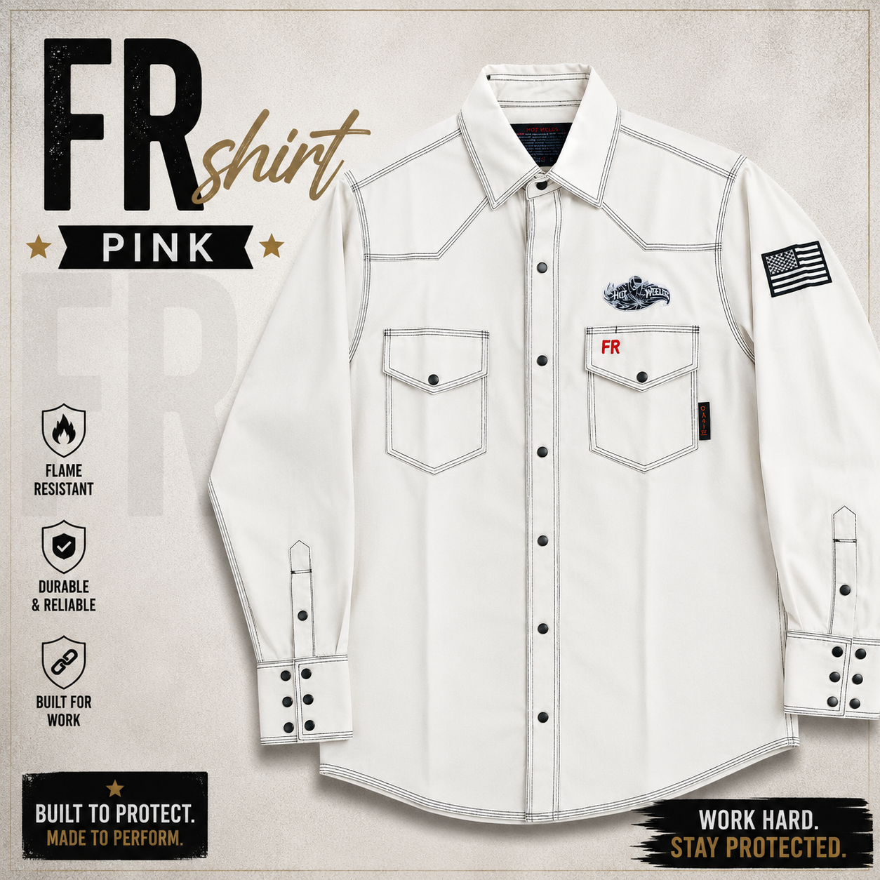 Hot Welds Premium FR Work Shirt – White