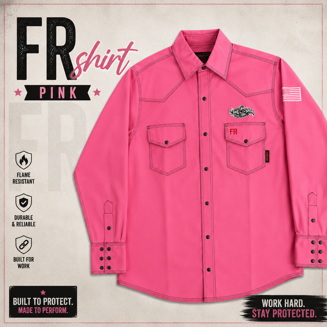 Hot Welds Premium FR Work Shirt – Pink