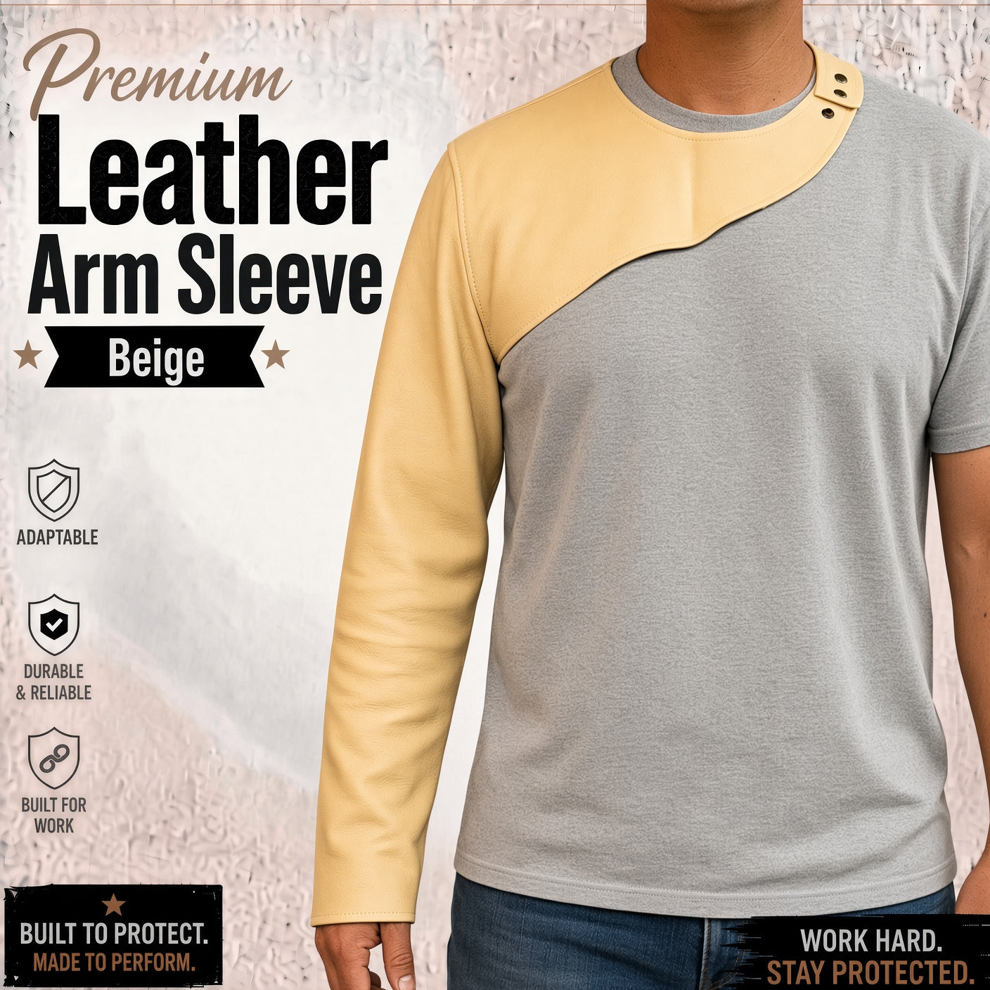 Premium Leather Arm Sleeve – Beige