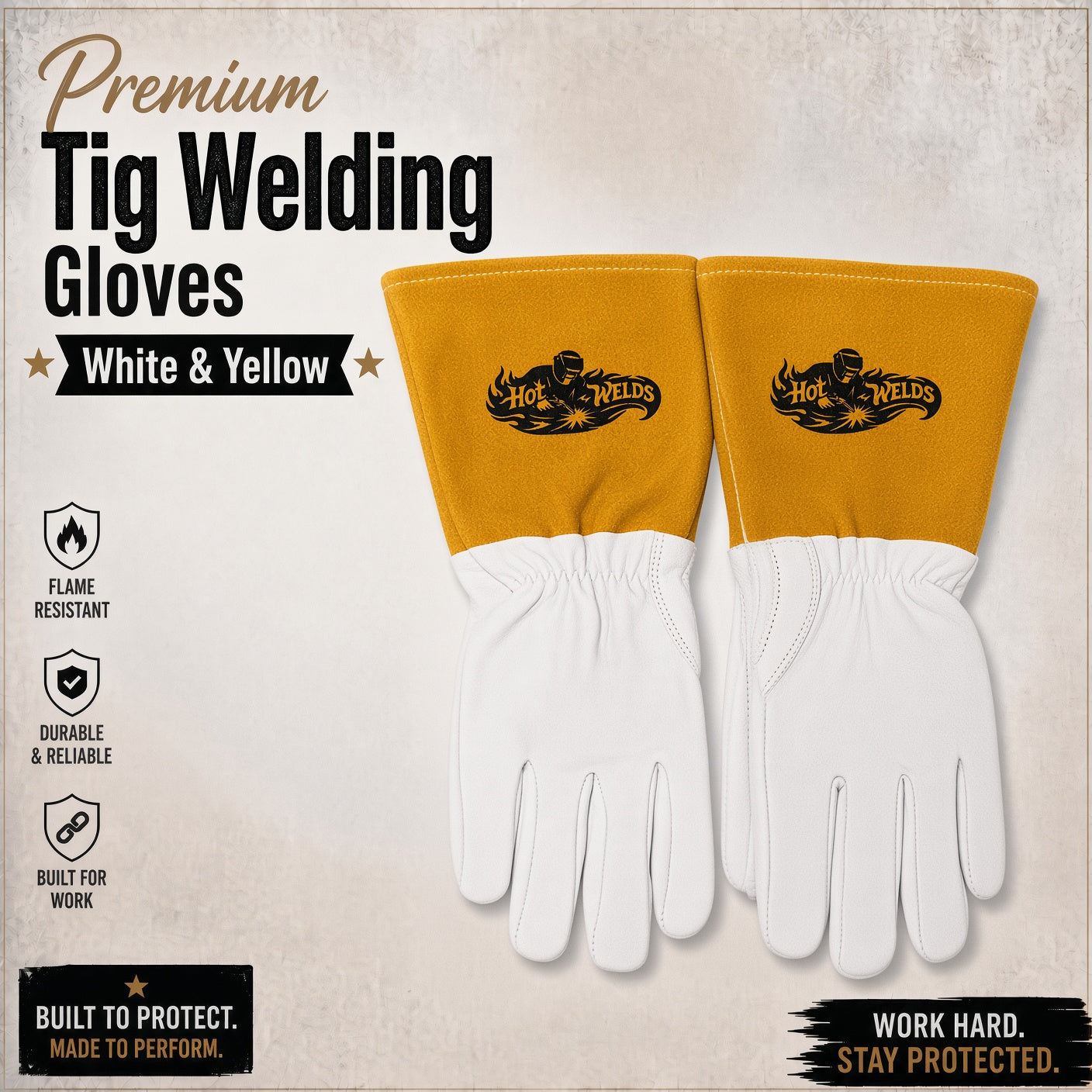 Premium TIG Welding Gloves – Yellow & White